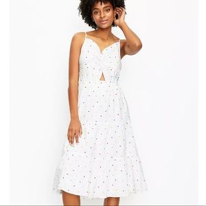 Loft Dotted Twist Tiered Midi Dress, NWT